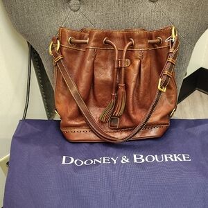 Dooney & Bourke Chestnut Leather Drawstring Bag